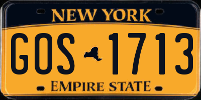 NY license plate GOS1713