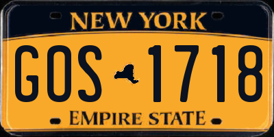 NY license plate GOS1718
