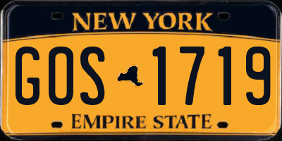 NY license plate GOS1719