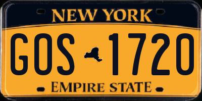 NY license plate GOS1720