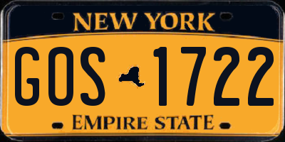 NY license plate GOS1722