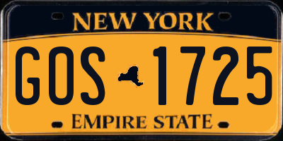 NY license plate GOS1725