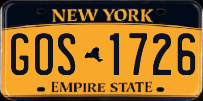 NY license plate GOS1726
