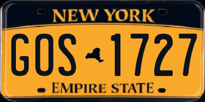 NY license plate GOS1727