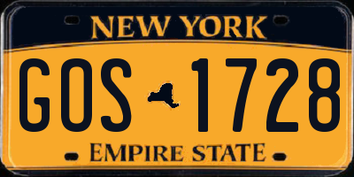 NY license plate GOS1728