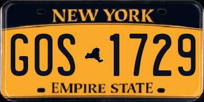 NY license plate GOS1729