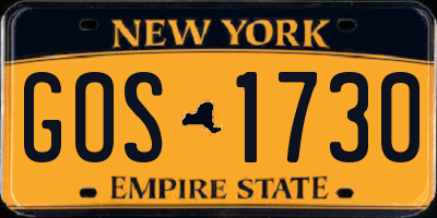 NY license plate GOS1730
