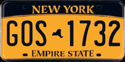 NY license plate GOS1732
