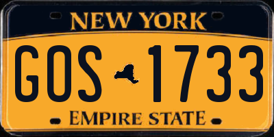 NY license plate GOS1733