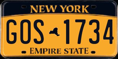 NY license plate GOS1734