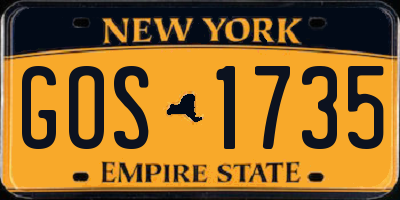 NY license plate GOS1735