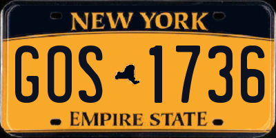 NY license plate GOS1736
