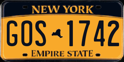 NY license plate GOS1742