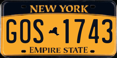 NY license plate GOS1743