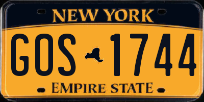 NY license plate GOS1744