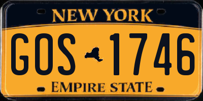 NY license plate GOS1746