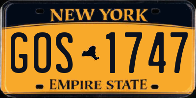 NY license plate GOS1747