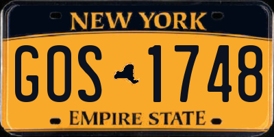 NY license plate GOS1748
