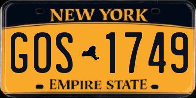 NY license plate GOS1749