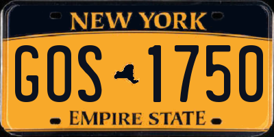 NY license plate GOS1750