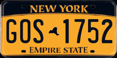NY license plate GOS1752