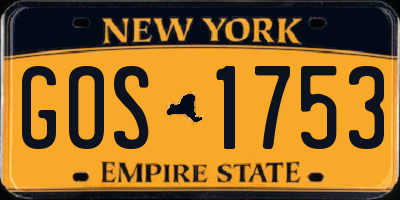 NY license plate GOS1753