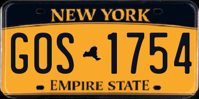 NY license plate GOS1754