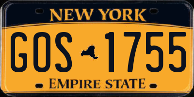 NY license plate GOS1755