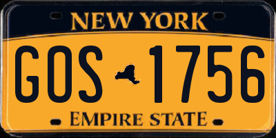 NY license plate GOS1756