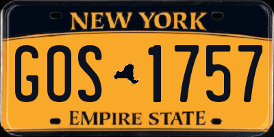 NY license plate GOS1757