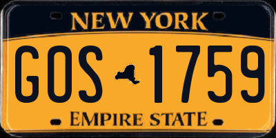 NY license plate GOS1759