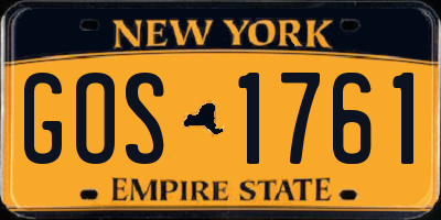 NY license plate GOS1761