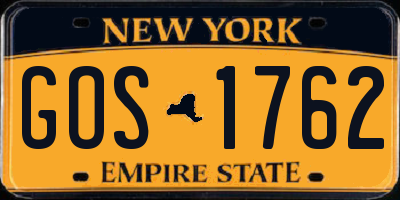 NY license plate GOS1762