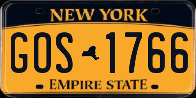 NY license plate GOS1766