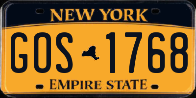 NY license plate GOS1768