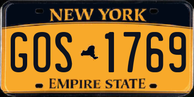 NY license plate GOS1769
