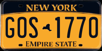 NY license plate GOS1770