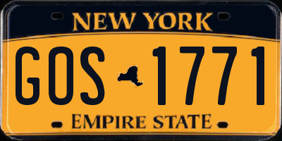 NY license plate GOS1771