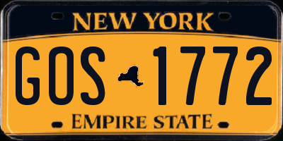 NY license plate GOS1772
