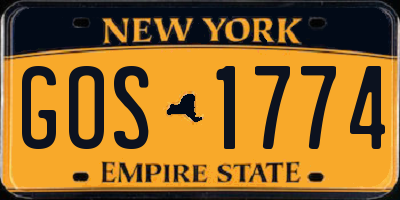 NY license plate GOS1774