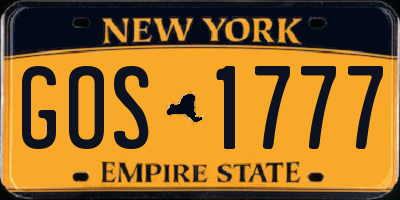 NY license plate GOS1777