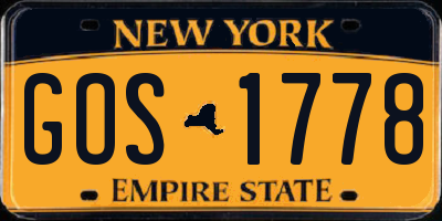 NY license plate GOS1778