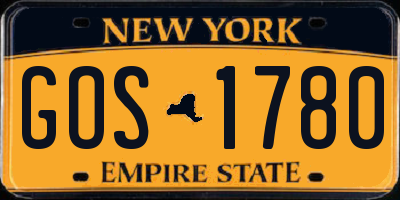 NY license plate GOS1780