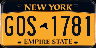 NY license plate GOS1781