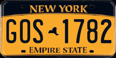 NY license plate GOS1782