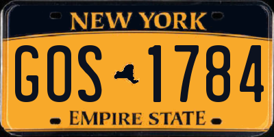 NY license plate GOS1784