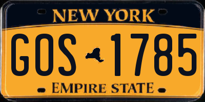 NY license plate GOS1785