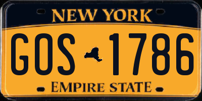 NY license plate GOS1786