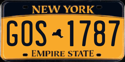 NY license plate GOS1787