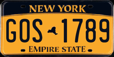 NY license plate GOS1789